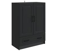 Owoxanthellate Buffet noir - 66 x 34,5 x 92 cm - Commode en bois avec 1 tiroir et 2 portes - Buffet haut moderne pour salon, salle à manger, couloir