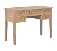 Owoxanthellate Bureau en bois marron 109,5 x 45 x 77,5 cm | Table de bureau classique en MDF et bois de pin avec 5 tiroirs pour ranger le bureau et le bureau à domicile.
