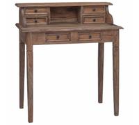 Owoxanthellate Bureau en bois massif vieilli 90 x 50 x 101 cm | Secrétaire rustique en bois recy vec 6 tiroirs et 1 compartiment ouvert pour bureau et salon.