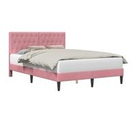 Owoxanthellate Cadre de lit 140 x 190 cm avec tête de lit rose, lit rembourré moderne en velours, cadre de lit stable avec sommier à lattes, pour chambre à coucher et chambre d'amis
