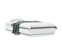 Owoxanthellate Cadre de lit au sol, 80 x 200 cm, blanc, cadre de lit moderne en bois avec sommier à lattes, lit simple stable pour chambre à coucher et chambre d'amis, design compact