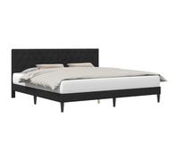 Owoxanthellate Cadre de lit avec tête de lit noir 200 x 200 cm - Lit rembourré moderne en velours avec sommier à lattes - Lit double stable pour chambre à coucher et chambre d'amis - Charge maximale
