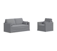 Owoxanthellate Ensemble de canapé 2 pièces modulaire moderne en tissu avec cadre en métal, deux places et fauteuil lounge pour salon, chambre à coucher, bureau, gris clair, 158 x 78 x 80 cm