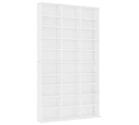Owoxanthellate Étagère à CD blanche 102 x 23 x 177,5 cm en bois avec 30 compartiments ouverts, grande étagère sur pied pour CD, DVD, livres et fichiers, étagère de rangement blanche