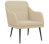 Owoxanthellate Fauteuil de relaxation confortable en tissu avec structure en métal, fauteuil rembourré rembourré et fauteuil TV pour salon et salon Crème 63 x 76 x 80 cm