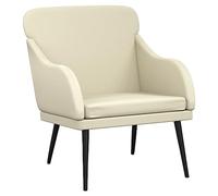 Owoxanthellate Fauteuil de relaxation en cuir synthétique avec structure en métal - Rembourré - Moderne - Pour salon et chambre à coucher - Crème - 63 x 76 x 80 cm