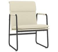 Owoxanthellate Fauteuil lounge crème 55 x 64 x 80 cm - Fauteuil de relaxation confortable en cuir synthétique avec structure en métal pour salon et salon - Fauteuil rembourré moderne jusqu'à 110 kg