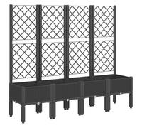 Owoxanthellate Jardinière avec treillis noir 160 x 40 x 142 cm - Grand pot de fleurs avec treillis en polypropylène aspect rotin - Jardinière surélevée pour plantes grimpantes comme les tomates et les