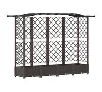 Owoxanthellate Jardinière surélevée avec treillis et toit marron, 203,5 x 40 x 125 cm, grand pot de fleurs en polypropylène pour plantes grimpantes, fleurs et herbes, jardin, terrasse et balcon