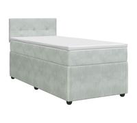 Owoxanthellate Lit à sommier tapissier 100 x 200 cm en velours avec matelas | Tête de lit réglable en hauteur et matelas à ressorts ensachés pour un confort de sommeil maximal dans la chambre à coucher.
