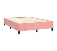 Owoxanthellate Lit à sommier tapissier 140 x 190 cm avec matelas à ressorts ensachés et surmatelas, lit rembourré en velours avec banc, tête de lit réglable en hauteur, ensemble complet rose, pour