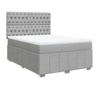 Owoxanthellate Lit à sommier tapissier 140 x 190 cm avec matelas et surmatelas, lit rembourré avec matelas à ressorts ensachés et tête de lit réglable en hauteur, lit complet en tissu pour chambre à