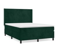 Owoxanthellate Lit à sommier tapissier 140 x 190 cm avec matelas et surmatelas, lit rembourré en velours vert foncé, lit double de luxe avec tête de lit réglable en hauteur et ressorts ensachés, pour