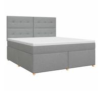Owoxanthellate Lit à sommier tapissier 140 x 190 cm avec surmatelas gris | Parure de lit complète pour chambre à coucher avec tête de lit réglable et housses amovibles pour un grand confort de