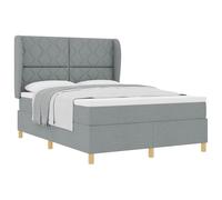 Owoxanthellate Lit à sommier tapissier 140 x 190 cm avec surmatelas Gris | Parure de lit complète pour chambre à coucher avec matelas à ressorts ensachés, surmatelas et tête de lit réglable sur 2