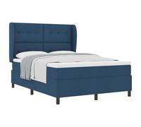 Owoxanthellate Lit à sommier tapissier 140 x 200 cm avec matelas et surmatelas, lit rembourré avec tête de lit réglable en forme d'oreilles, lit moderne en tissu bleu, lit double stable pour chambre à