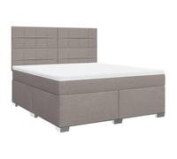 Owoxanthellate Lit à sommier tapissier 180 x 200 cm avec matelas à ressorts ensachés et surmatelas, lit rembourré avec tête de lit réglable en hauteur, housse en tissu taupe, lit double moderne pour