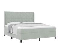 Owoxanthellate Lit à sommier tapissier, 180 x 200 cm, gris clair, lit rembourré moderne en velours avec matelas et surmatelas, lit double stable avec ressorts ensachés et tête de lit réglable