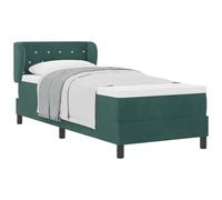 Owoxanthellate Lit à sommier tapissier 80 x 200 cm avec tête de lit vert foncé - Lit rembourré moderne en velours avec matelas et surmatelas - Lit simple compact pour chambre à coucher et chambre