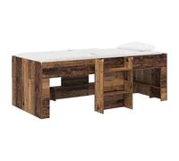 Owoxanthellate Lit mezzanine avec échelle, lit loft en bois aspect bois vieilli, cadre de lit stable avec espace de rangement pour petites pièces, surface de couchage 75 x 190 cm, 193 x 96 x 68,5 cm