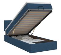 Owoxanthellate Lit ottoman 100 x 200 cm avec matelas et tête de lit, bleu | Lit de rangement peu encombrant avec vérin à gaz, surmatelas de 5 cm et tête de lit réglable en hauteur pour une chambre bien