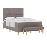 Owoxanthellate Lit rembourré 140 x 190 cm avec matelas, banc, taupe | Solution complète pour chambre à coucher comprenant un surmatelas, un dossier rembourré et un banc assorti pour deux