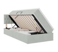 Owoxanthellate Lit rembourré avec matelas et coffre de lit, 100 x 200 cm, lit de rangement moderne avec housse en velours, fonction hydraulique, sommier à lattes et surmatelas, lit simple, gris clair
