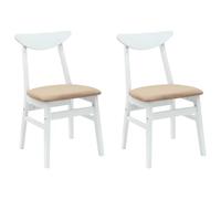 Owoxanthellate Lot de 2 chaises de salle à manger blanches - Chaises de cuisine stables en bois d'hévéa massif pour salle à manger et cuisine, design minimaliste, chaises en bois, 42 x 47,5 x 81 cm