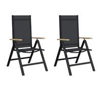 Owoxanthellate Lot de 2 chaises longues de jardin, noires, 58 x 73 x 111 cm, design moderne, pliables, réglables, en aluminium textilène, pour terrasse, balcon, extérieur