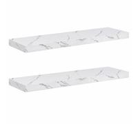Owoxanthellate Lot de 2 étagères murales aspect marbre blanc - 80 x 23,5 x 4 cm - Étagère suspendue en bois - Étagère murale moderne pour salon, chambre à coucher, cuisine et salle de bain