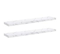 Owoxanthellate Lot de 2 étagères murales flottantes aspect marbre blanc 120 x 23,5 x 4 cm Étagère suspendue pour livres, décoration murale pour salon, chambre à coucher, cuisine