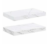Owoxanthellate Lot de 2 étagères murales flottantes aspect marbre blanc 40 x 23,5 cm - En bois pour salon, chambre à coucher, cuisine et salle de bain - Étagère murale moderne suspendue