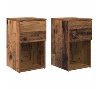 Owoxanthellate Lot de 2 tables de chevet aspect bois vieilli - 29 x 31,5 x 49 cm - Console de chevet moderne en bois pour chambre à coucher - Table d'appoint compacte Duo