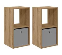 Owoxanthellate Lot de 2 tables de chevet en chêne Artisan - 35 x 32 x 68,5 cm - Table de chevet moderne en bois avec tiroir et compartiment de rangement - Console de chevet étroite pour chambre à