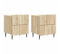 Owoxanthellate Lot de 2 tables de chevet en chêne Sonoma avec 4 tiroirs en bois, table d'appoint moderne pour chambre à coucher et salon, commode avec pieds en fer, 43 x 34,5 x 49,5 cm