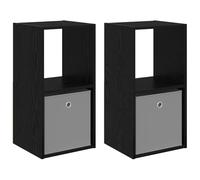 Owoxanthellate Lot de 2 tables de chevet modernes aspect chêne noir avec tiroir et compartiment de rangement, console de chevet étroite en bois pour chambre à coucher, 35 x 32 x 68,5 cm