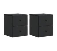 Owoxanthellate Lot de 2 tables de chevet suspendues murales avec tiroir et compartiment - Console de chevet moderne en bois pour chambre à coucher - Noir - 34,5 x 33 x 40 cm
