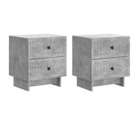 Owoxanthellate Lot de 2 tables de chevet, table de chevet, gris béton, 43 x 34,5 x 47,5 cm, table d'appoint moderne en bois avec 4 tiroirs pour chambre à coucher et salon