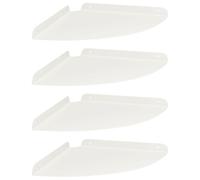 Owoxanthellate Lot de 4 étagères d'angle flottantes blanches - 30 x 30 cm - Étagère murale carrée en acier mat - Étagère flottante avec bord surélevé pour salon, cuisine, salle de bain