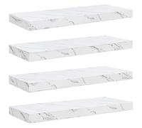 Owoxanthellate Lot de 4 étagères murales flottantes aspect marbre blanc - 60 x 23 x 4 cm - En bois - Pour salon, chambre à coucher, cuisine et salle de bain - Étagère suspendue moderne