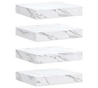 Owoxanthellate Lot de 4 étagères murales flottantes aspect marbre blanc, étagère suspendue en bois, étagère murale rectangulaire, pour salon, cuisine, salle de bain, 23 x 23,5 x 4 cm
