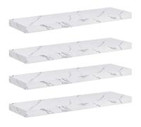 Owoxanthellate Lot de 4 étagères murales flottantes en bois - Aspect marbre blanc - 80 x 23,5 x 4 cm - Étagère suspendue moderne pour salon, chambre à coucher, cuisine et salle de bain