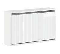 Owoxanthellate Meuble à chaussures mural blanc brillant 71 x 17 x 43 cm | Organiseur de chaussures peu encombrant pour couloir et entrée avec profondeur étroite et compartiments pliables.