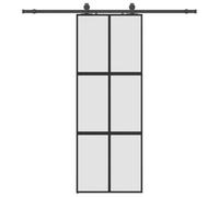 Owoxanthellate Porte coulissante avec ferrure, 76 x 205 cm, en verre trempé | Porte coulissante moderne en verre dépoli pour salon et chambre à coucher. Comprend un kit complet de ferrures noires.