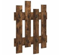 Owoxanthellate Porte-manteau mural en chêne fumé - 60 x 3 x 82 cm | Panneau porte-manteau peu encombrant en bois avec crochets pour ranger le couloir, le couloir et le bureau.