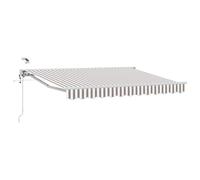 Owoxanthellate Store électrique 4 x 3 m gris clair blanc - Store enrouleur extensible à bras articulé avec télécommande et manivelle, store mural semi-cassette en aluminium et acier pour terrasse et