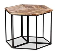 Owoxanthellate Table basse Mango en bois massif 56 x 48 x 40 cm - Modulable - Vintage - Avec cadre en fer - Design moderne - Robuste et durable - Pour salon, chambre à coucher et couloir
