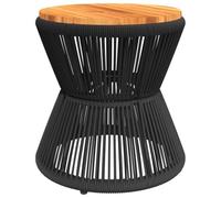 Owoxanthellate Table basse ronde en bois d'acacia massif - Diamètre 45 cm - Table d'appoint avec structure en fil d'acier noir - Table de salon moderne pour café et décoration - Hauteur 44 cm