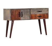 Owoxanthellate Table console grise 120 x 35 x 75 cm en bois massif de mangue, élégante table de couloir avec 2 tiroirs et 2 portes, table d'appoint rustique pour salon et couloir