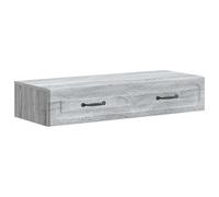 Owoxanthellate Table d'appoint murale Sonoma grise - Étagère flottante avec tiroir en bois - 87,5 x 34,5 x 17 cm - Console murale moderne pour couloir, salon et bureau à domicile